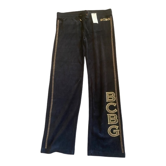 Vintage 90’s BCBG Maxazria VELVET Black Rhinestone Straight Leg Pants XL… - Picture 2 of 11